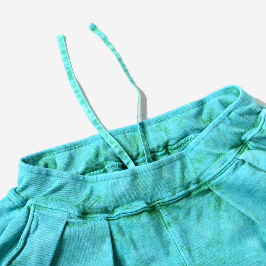 French Terry Pleated Shorts - Tie Dye Green + Mineral