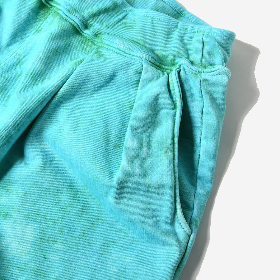 French Terry Pleated Shorts - Tie Dye Green + Mineral