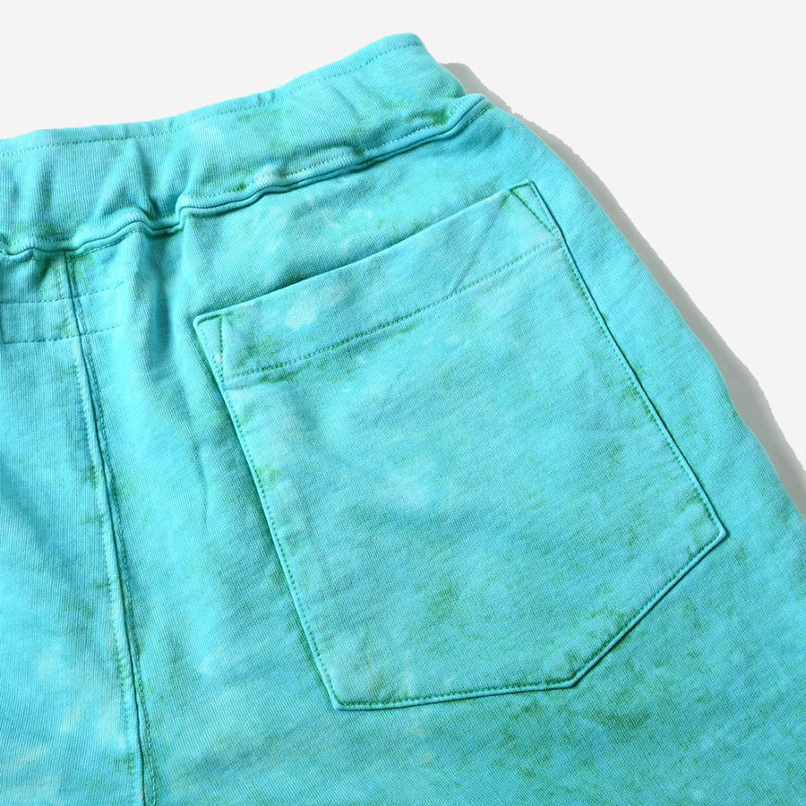 French Terry Pleated Shorts - Tie Dye Green + Mineral