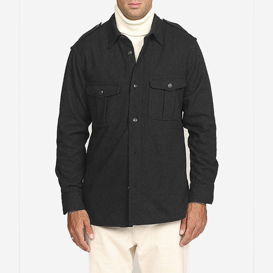 Homer Army Wool Overshirt - Grey