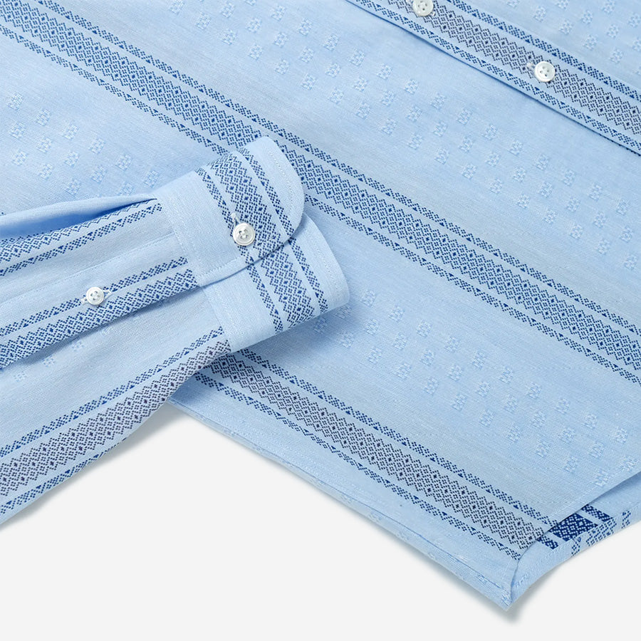 Jacquard Stripe L/S Shirt - Sky Blue