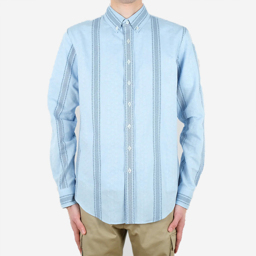 Outclass - Jacquard Stripe L/S Shirt - Sky Blue – Muddy George