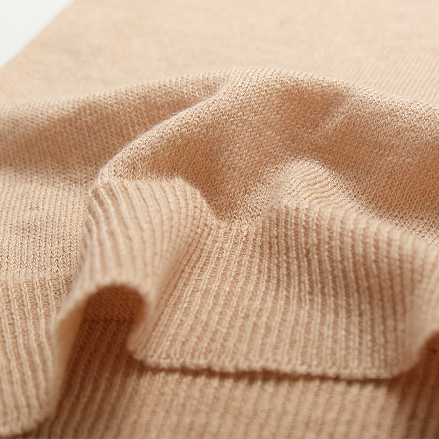 Linen Cotton Knit Zip Polo - Sand
