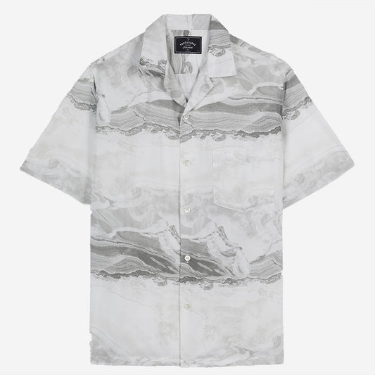 Marble Short-Sleeve Vacation Shirt - Grey