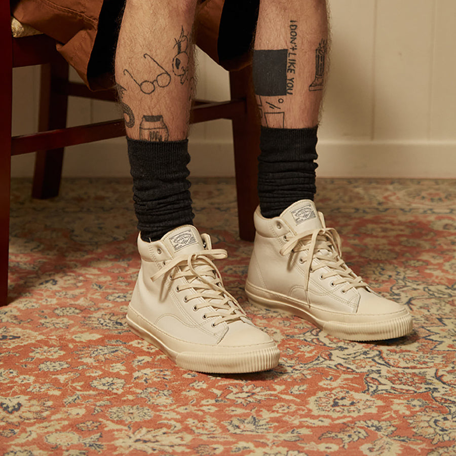 Military Standard Leather High Sneaker - Off White