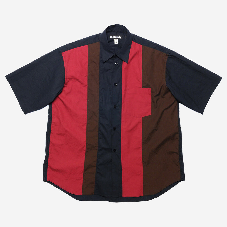 Paneled Garson Shirt - Vancloth Oxford Black/Maroon/Brown