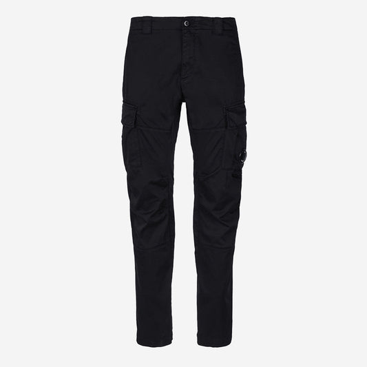 Stretch Sateen Lens Cargo Pants - Black