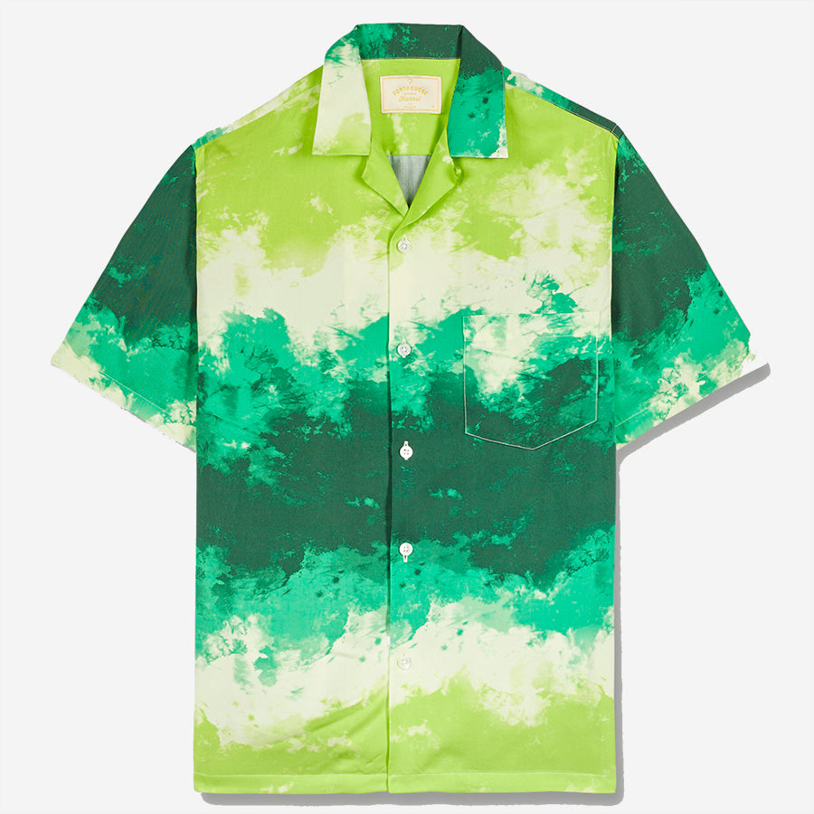 Tie Dye Short-Sleeve Vacation Shirt - Green