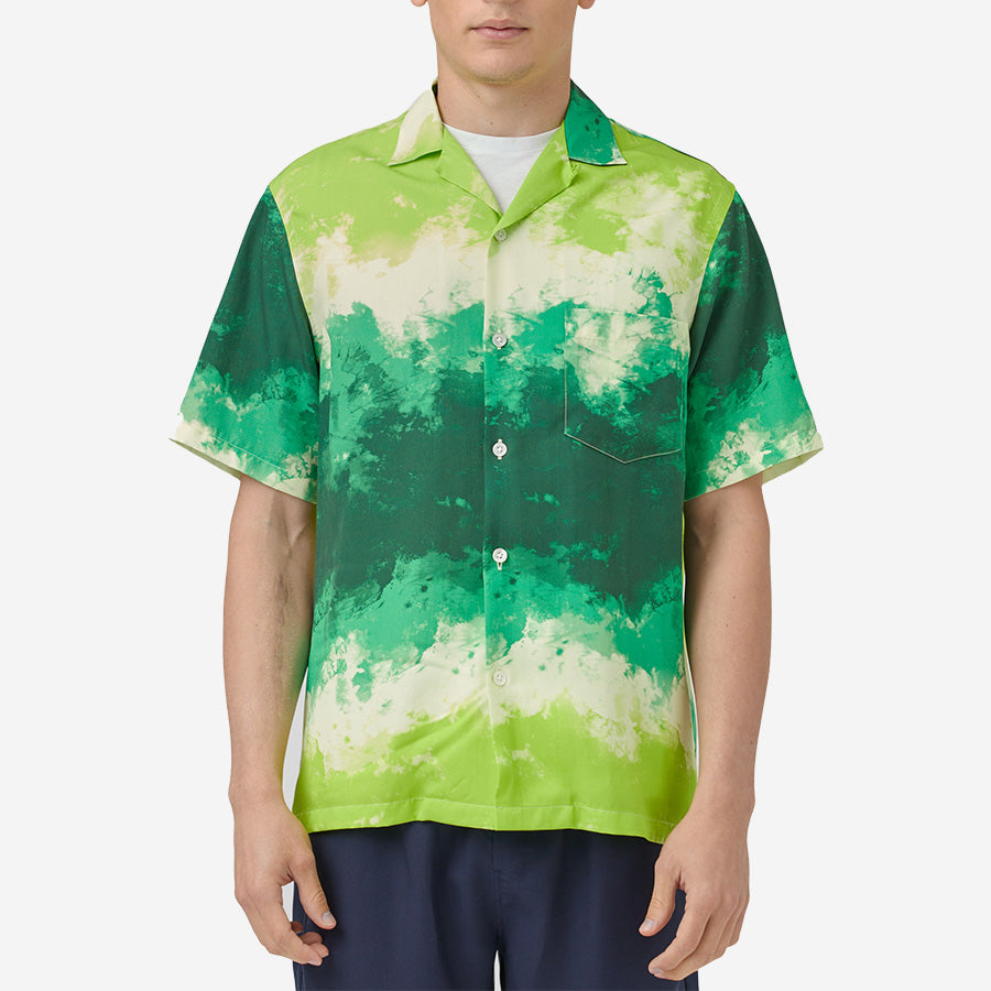 Tie Dye Short-Sleeve Vacation Shirt - Green